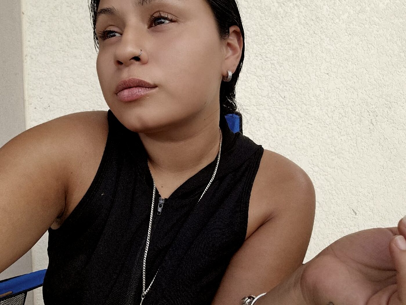 Brigette Rodriguez between sets at the gym